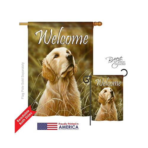 10074 Pets Yellow Lab 2-Sided Vertical Impression House Flag - 28 x 40 in.