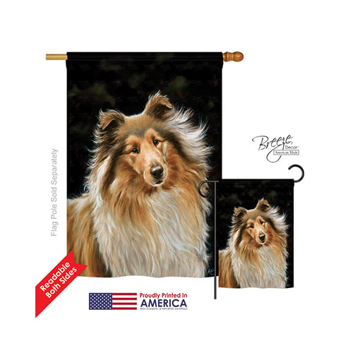 10075 Pets Collie 2-Sided Vertical Impression House Flag - 28 x 40 in.