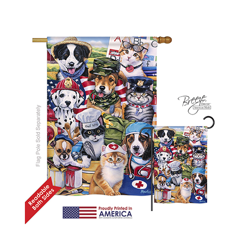 10081 Pets Working Paws 2-Sided Vertical Impression House Flag 28 x 40 in.