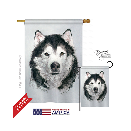 10092 Pets Husky 2-Sided Vertical Impression House Flag 28 x 40 in.