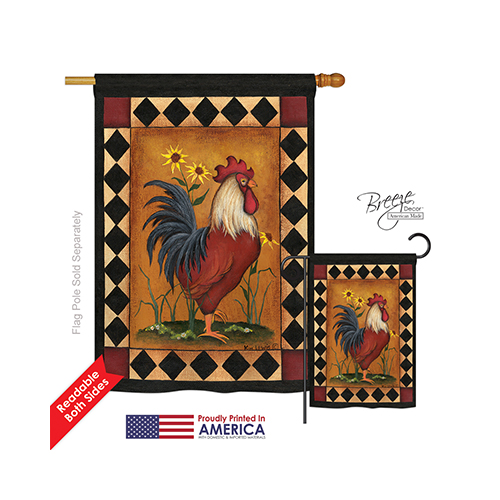 10073 Farm Animals Rooster 2-Sided Vertical Impression House Flag - 28 x 40 in.