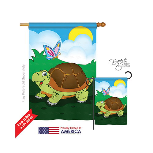 10040 Wildlife & Lodge Turtle 2-Sided Vertical Impression House Flag - 28 x 40 in.
