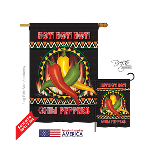 17031 Chili Peppers 2-Sided Vertical Impression House Flag - 28 x 40 in.