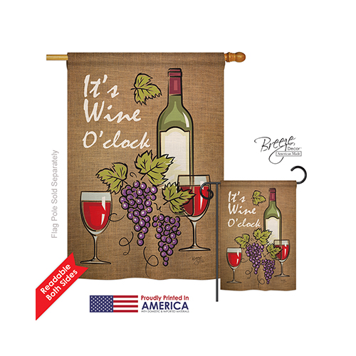 17033 Its Wine 2-Sided Vertical Impression House Flag - 28 x 40 in.