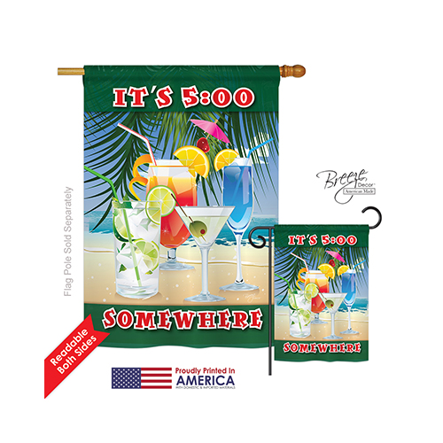 15070 Its 5 Somewhere Party 2-Sided Vertical Impression House Flag - 28 x 40 in.