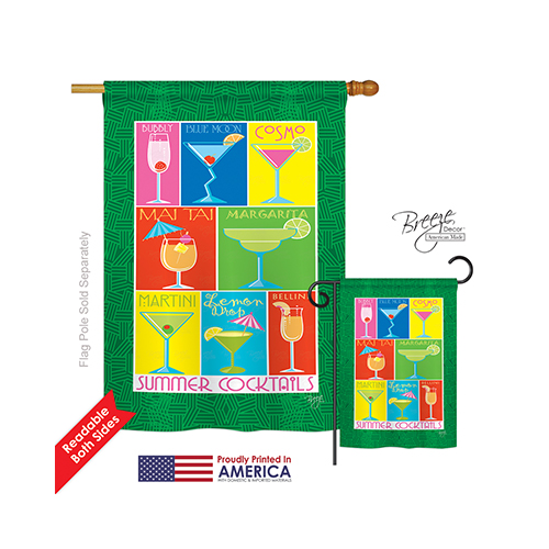 17027 Summer Drinks 2-Sided Vertical Impression House Flag - 28 x 40 in.