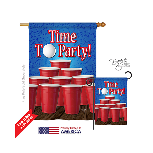 17032 Time to Party 2-Sided Vertical Impression House Flag - 28 x 40 in.