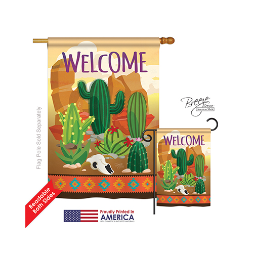 15111 Southwest Cactus 2-Sided Vertical Impression House Flag - 28 x 40 in.