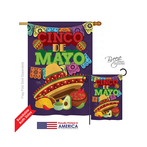 15113 Southwest Cinco de Mayo 2-Sided Vertical Impression House Flag - 28 x 40 in.