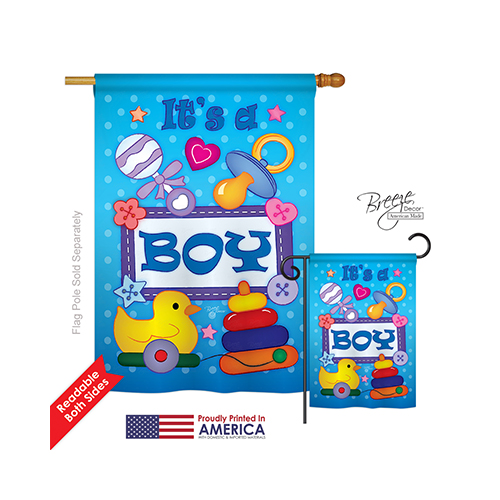 15069 Baby Boy 2-Sided Vertical Impression House Flag - 28 x 40 in.