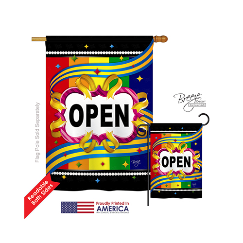 20005 Merchant Open 2Sided Vertical Impression House Flag  28 x 40 in