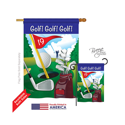 09043 Sports Golf , Golf , Golf 2-Sided Vertical Impression House Flag - 28 x 40 in.
