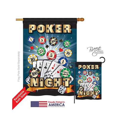 09039 Poker Night 2-Sided Vertical Impression House Flag - 28 x 40 in.