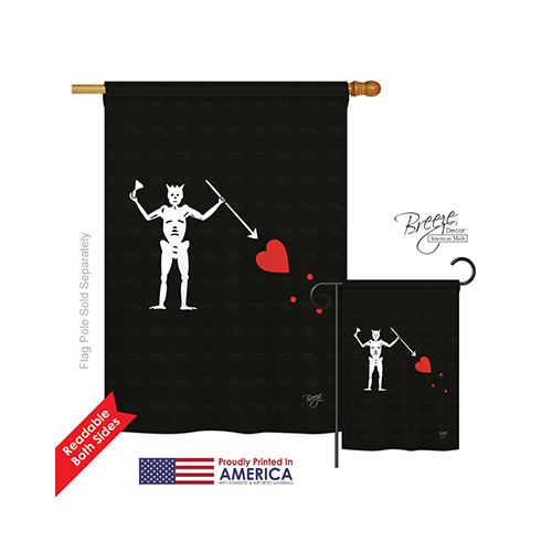07034 Pirate Blackbeards 2-Sided Vertical Impression House Flag - 28 x 40 in.