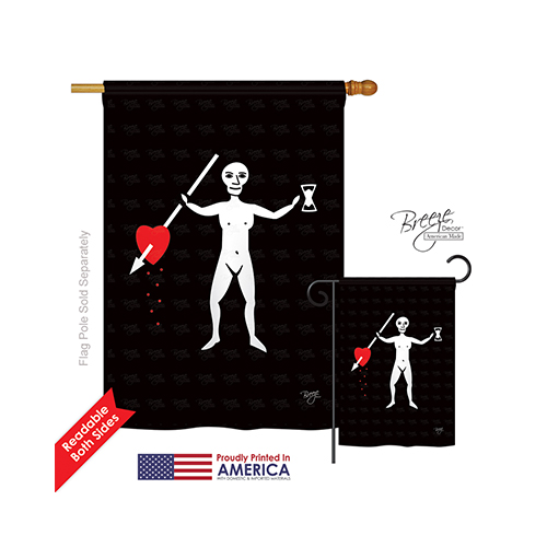 07044 Pirate John Phillips 2-Sided Vertical Impression House Flag - 28 x 40 in.