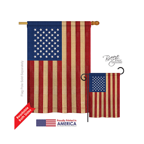 08029 Patriotic USA Vintage 2-Sided Vertical Impression House Flag - 28 x 40 in.