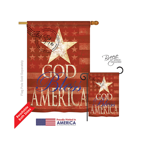 11053 Patriotic God Bless America 2-Sided Vertical Impression House Flag - 28 x 40 in.