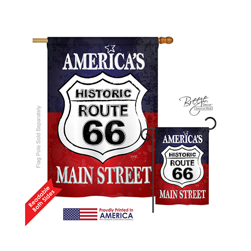 11059 Patriotic Route 66 2-Sided Vertical Impression House Flag - 28 x 40 in.