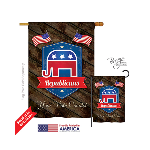 11071 Patriotic Republicans 2-Sided Vertical Impression House Flag - 28 x 40 in.