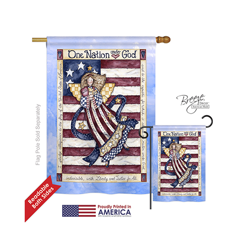 11074 Patriotic One Nation Under God 2-Sided Vertical Impression House Flag - 28 x 40 in.