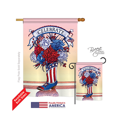 11007 Fourth of July American Boots 2-Sided Vertical Impression House Flag - 28 x 40 in.