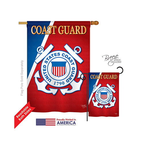 08056 Military Coast Guard 2-Sided Vertical Impression House Flag - 28 x 40 in.