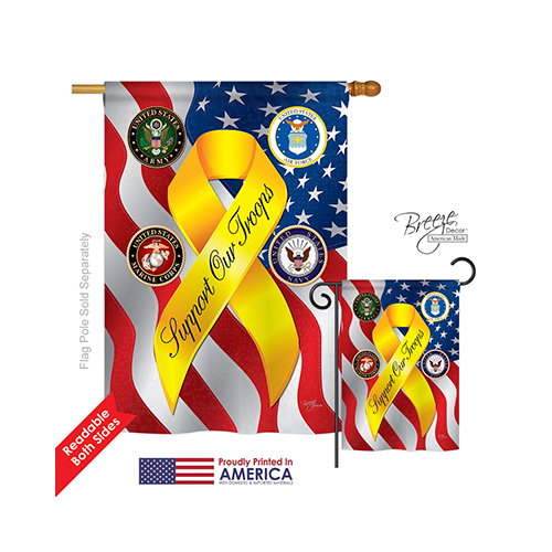 08060 Military Support Our Troops Freedom 2-Sided Vertical Impression House Flag - 28 x 40 in.
