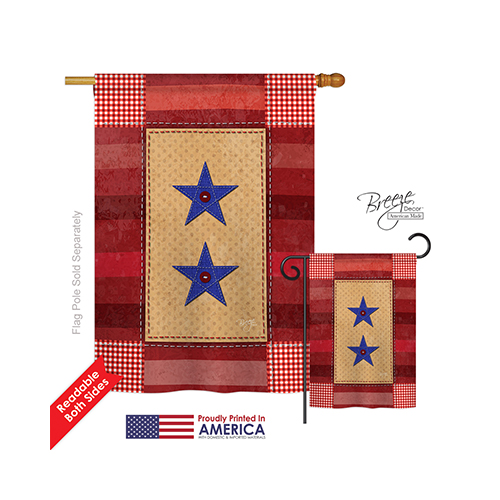 08069 Military Two Star Service 2-Sided Vertical Impression House Flag - 28 x 40 in.