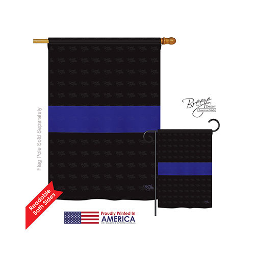 08240 Military Blue Stripe 2-Sided Vertical Impression House Flag - 28 x 40 in.