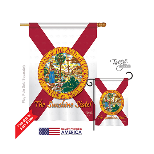 08082 States Florida 2-Sided Vertical Impression House Flag - 28 x 40 in.