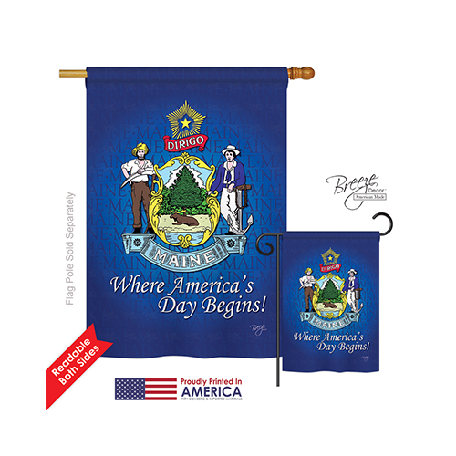 08133 States Maine 2-Sided Vertical Impression House Flag - 28 x 40 in.