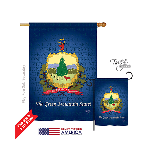 08134 States Vermont 2-Sided Vertical Impression House Flag - 28 x 40 in.