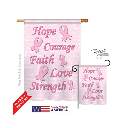 15080 Hope, Faith, Courage 2-Sided Vertical Impression House Flag - 28 x 40 in.