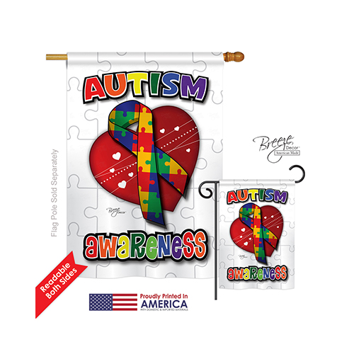 15085 Autism Awareness 2-Sided Vertical Impression House Flag - 28 x 40 in.