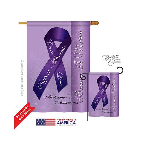 15093 Alzheimers 2-Sided Vertical Impression House Flag - 28 x 40 in.