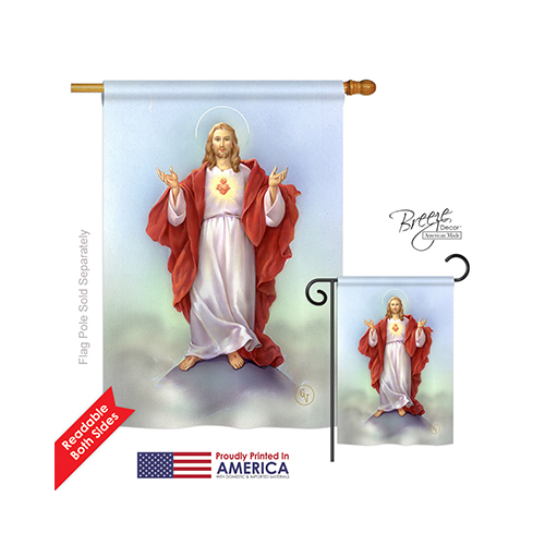 03046 Sacred Heart 2-Sided Vertical Impression House Flag - 28 x 40 in.