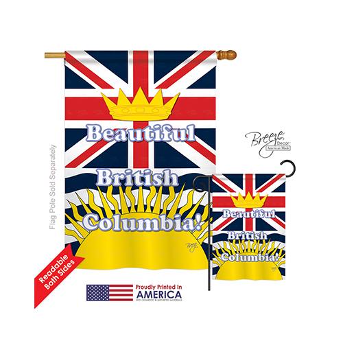 08164 Canada Provinces British Columbia 2-Sided Vertical Impression House Flag - 28 x 40 in.