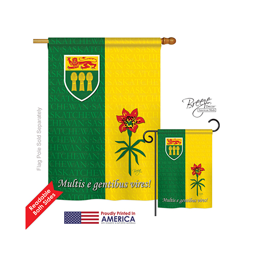 08188 Canada Provinces Saskatchewan 2-Sided Vertical Impression House Flag - 28 x 40 in.