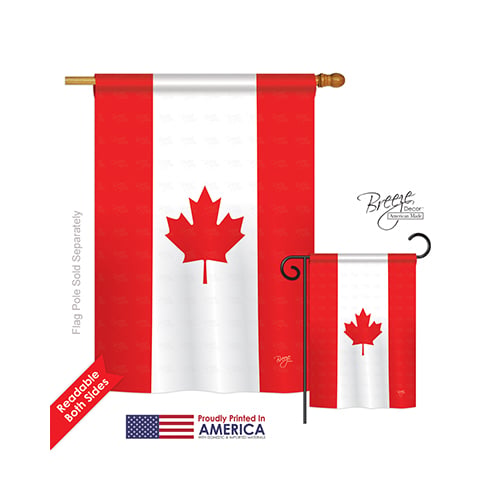 08008 Canada 2-Sided Vertical Impression House Flag - 28 x 40 in.