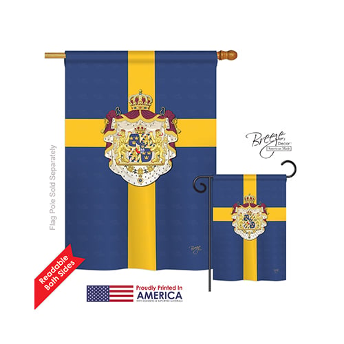 08091 Sweden 2-Sided Vertical Impression House Flag - 28 x 40 in.