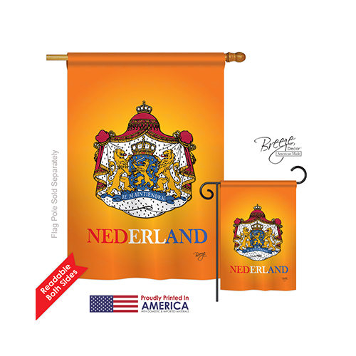 08094 Netherlands 2-Sided Vertical Impression House Flag - 28 x 40 in.