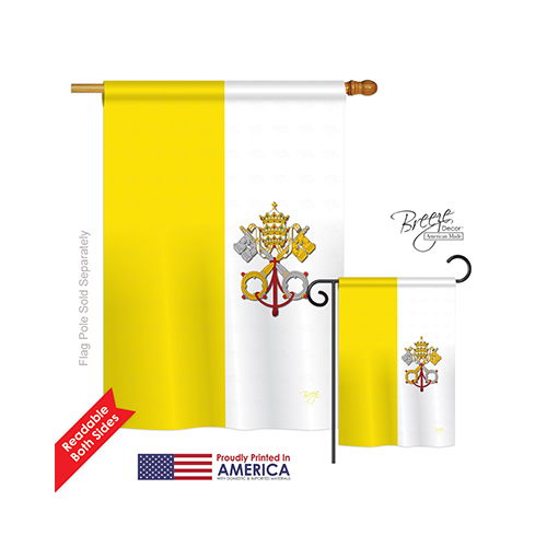 08106 Vatican City 2-Sided Vertical Impression House Flag - 28 x 40 in.