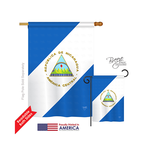 08160 Nicaragua 2-Sided Vertical Impression House Flag - 28 x 40 in.