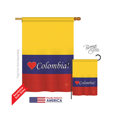 08161 Colombia 2-Sided Vertical Impression House Flag - 28 x 40 in.