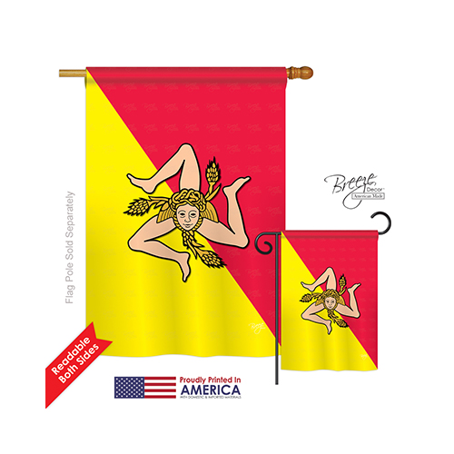 08181 Sicily 2-Sided Vertical Impression House Flag - 28 x 40 in.