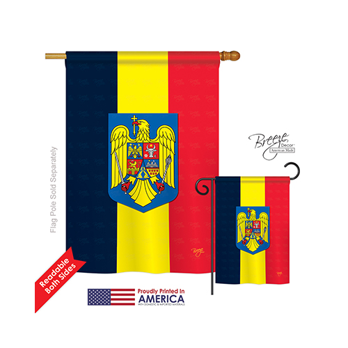 08191 Romania 2-Sided Vertical Impression House Flag - 28 x 40 in.
