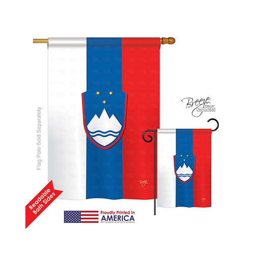 08196 Slovenia 2-Sided Vertical Impression House Flag - 28 x 40 in.