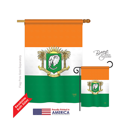 08217 Ivory Coast 2-Sided Vertical Impression House Flag - 28 x 40 in.