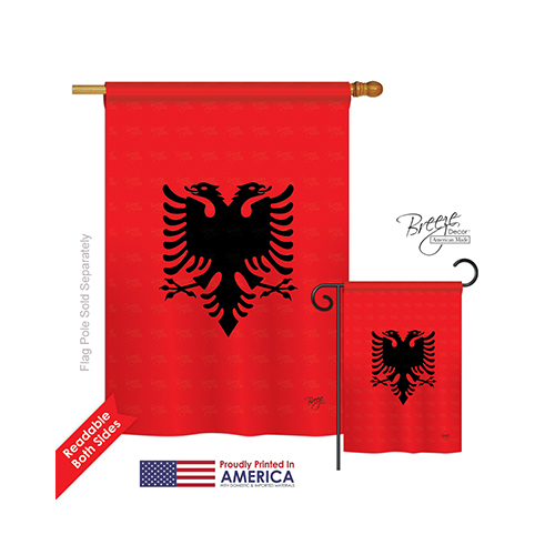 08222 Albania 2-Sided Vertical Impression House Flag - 28 x 40 in.