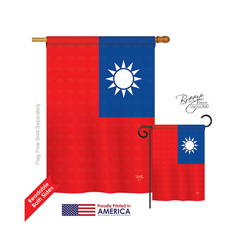 08231 Taiwan 2-Sided Vertical Impression House Flag - 28 x 40 in.